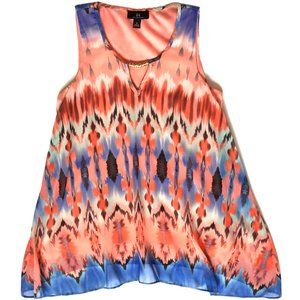 I.N. San Francisco Watercolor Print Blouse